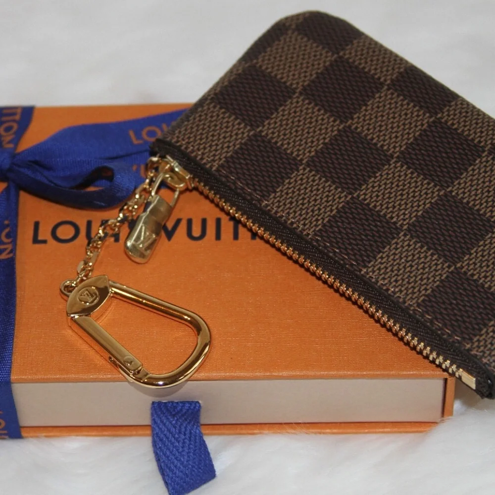 New! LOUIS VUITTON Key Pouch Damier Ebene Made in France